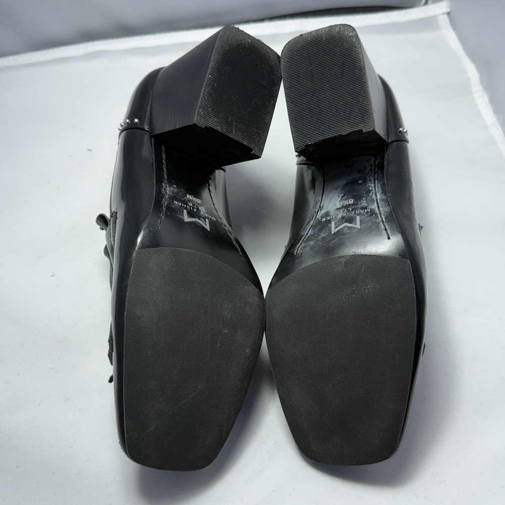 MARC FISHER LTD Patent Leather Fringe Block Heels Studded Loafers Shoes SZ 8.5 - Picture 5 of 7